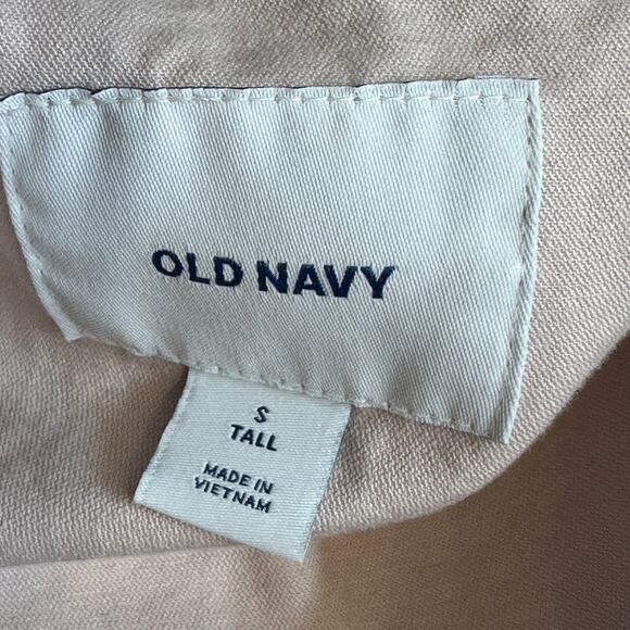 Old Navy Twill Field Jacket SZ S Tall Full Zip Light Pink Drawstring Lightweight - Picture 9 of 9